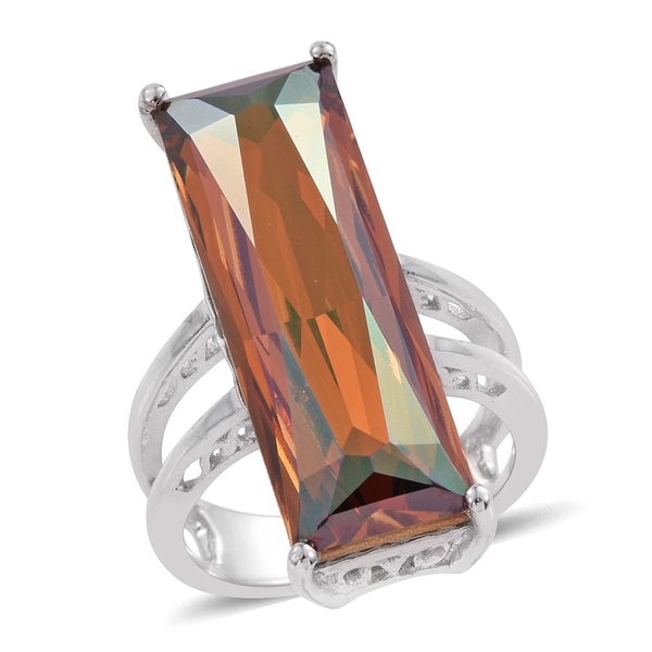 Lustro Stella  - Cognac Crystal (Bgt) Ring in ION Plated Platinum Bond