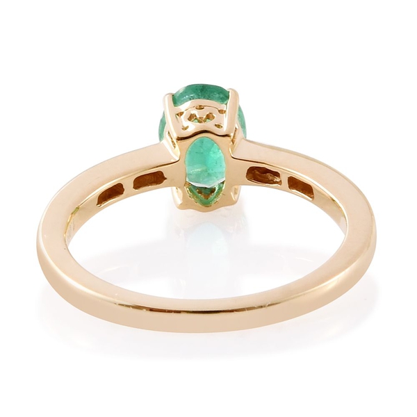 ILIANA 18K Yellow Gold AAA Boyaca Colombian Emerald (Ovl 1.06 Ct), Diamond (SI/G-H) Ring 1.150 Ct.