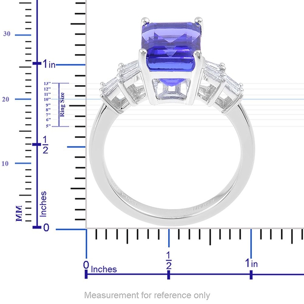 RHAPSODY 950 Platinum 5.07 Carat AAAA Tanzanite, 0.33 Ct Diamond (VS-E-F) Ring, Platinum 5.40 Gm