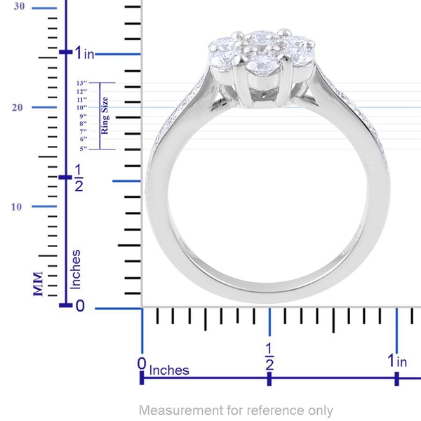 ILIANA 18K W Gold IGI Certified Diamond (Rnd) (SI/ G-H) Floral Ring 1.000 Ct.