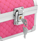 2 Layer Quilted Pattern Aluminium Jewellery Organiser with Handle, Lock and Inside Mirror (Size 12x10x7.5 Cm) - Rose Red