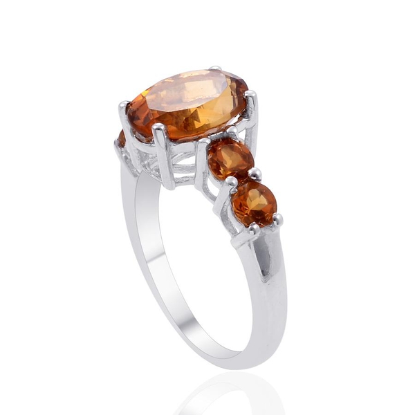 Madeira Citrine (Ovl 3.00 Ct) Ring in Platinum Overlay Sterling Silver 4.000 Ct.