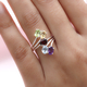 Sky Blue Topaz (Ovl), Mozambique Garnet, Hebei Peridot, Amethyst and Citrine Bypass Ring in Sterling Silver 2.74 Ct.