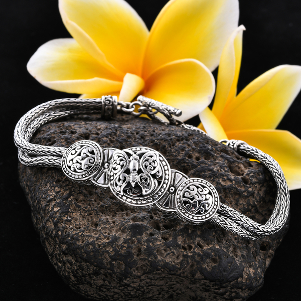 Royal Bali Collection Sterling Silver Butterfly Bracelet (Size 8), Silver wt 20.48 Gms.