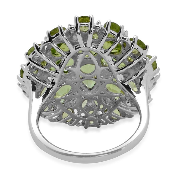 Hebei Peridot (Pear) Cluster Ring in Platinum Overlay Sterling Silver 10.000 Ct.