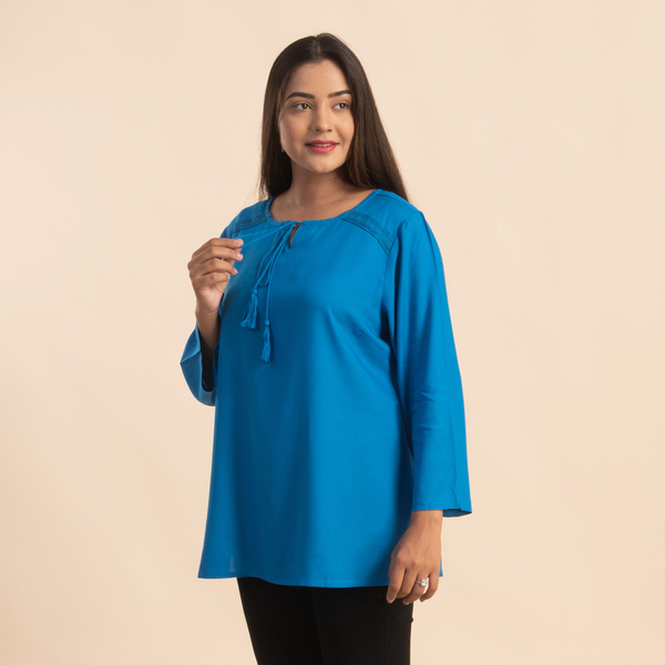 TAMSY 100% Viscose Top (Size 18) - Blue