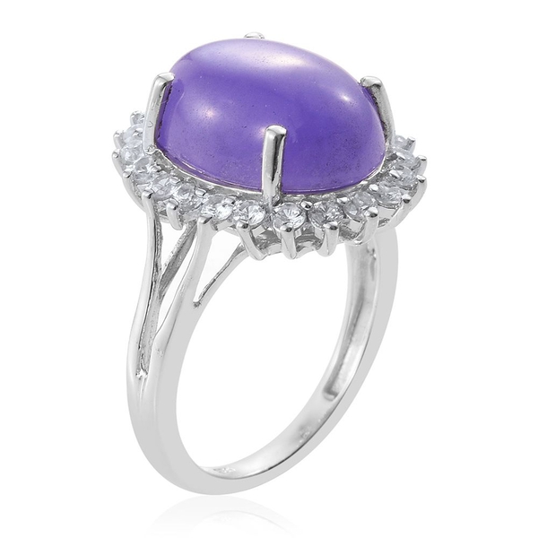 Purple Jade (Ovl 10.50 Ct), Natural Cambodian Zircon Ring in Platinum Overlay Sterling Silver 11.500 Ct.