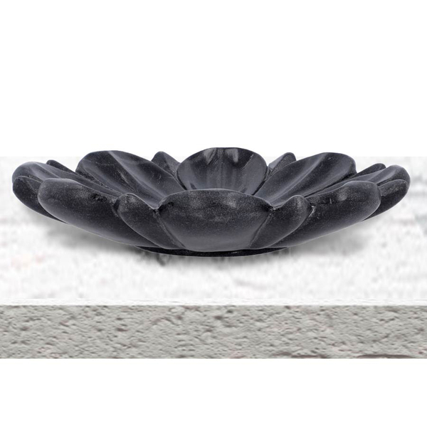 NAKKASHI Hand Carved Lotus-Design Marble Bowl - Black