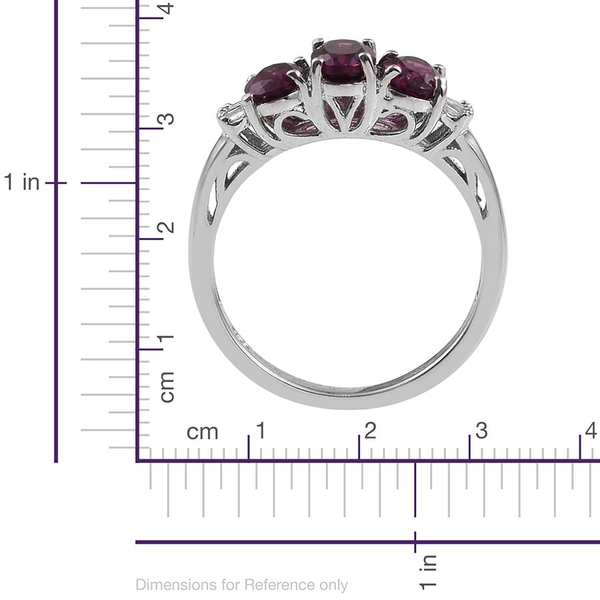 Rare Mozambique Grape Colour Garnet (Ovl 1.45 Ct), Diamond Ring in Platinum Overlay Sterling Silver 1.500 Ct.