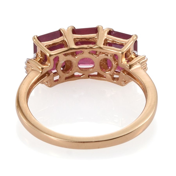 African Ruby (Oct), Diamond Ring in 14K Gold Overlay Sterling Silver 5.000 Ct.