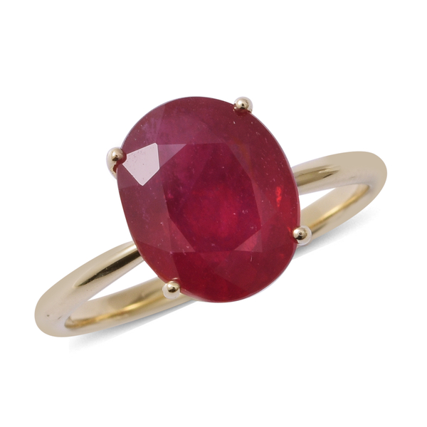 9K Yellow Gold AAA African Ruby (Ovl) Ring 5.350 Ct..