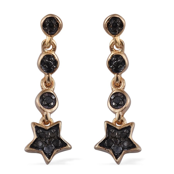 Black Diamond (Rnd) Star Earrings (with Push Back) in 14K Gold Overlay Sterling Silver 0.100 Ct.