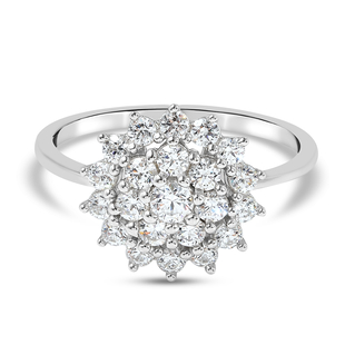 Lustro Stella Rhodium Overlay Sterling Silver Ring Made with Finest CZ 1.61 Ct.
