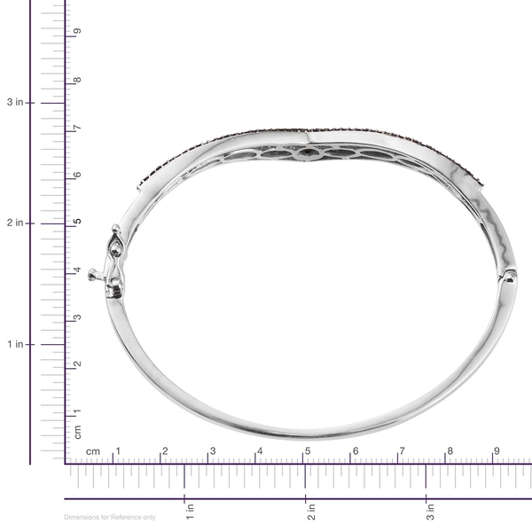 Brand New Black Diamond (Rnd) Wishbone Bangle (Size 7.5) in Platinum Overlay Sterling Silver 2.750 Ct.