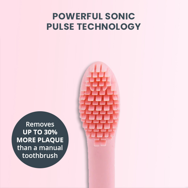 Set of 3 Silicone Sonic Toothbrush Heads (Size 8x1Cm) - Pink