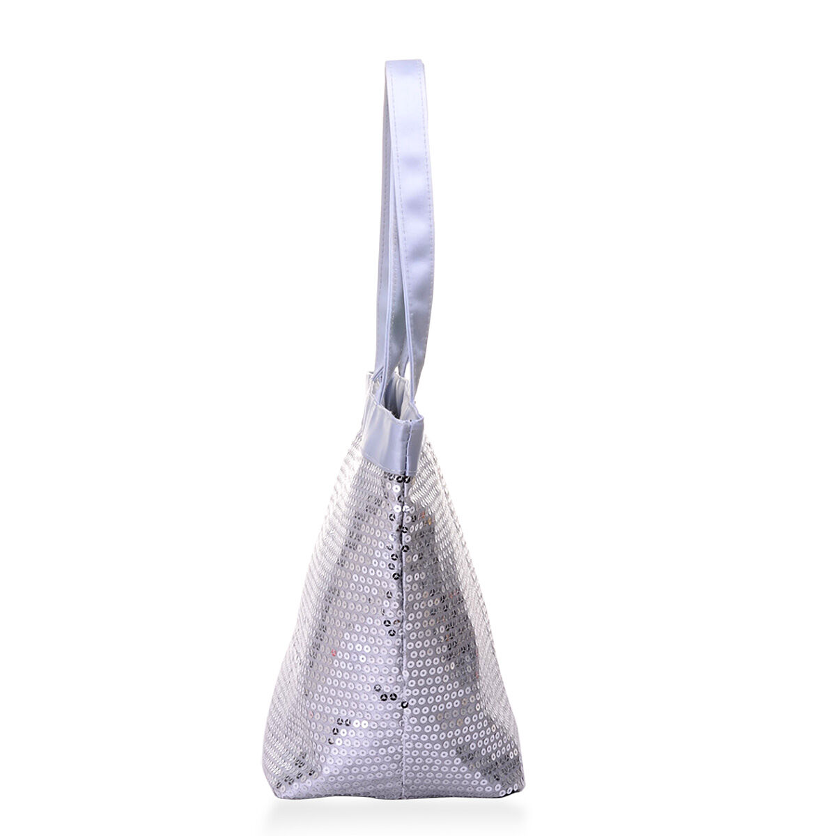 Silver Shiny Sparkle Sequin Tote Bag (Size 15x5.6x11x9 inch)