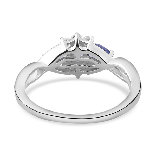 Tanzanite and Natural Cambodian Zircon Ring in Sterling Silver
