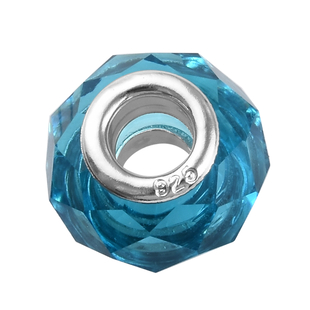 Charmes De Memoire Blue Murano Style Glass in Platinum Plated Sterling Silver