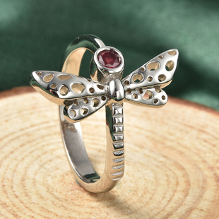 RACHEL GALLEY Fissure Filled Ruby Ring in Rhodium Overlay Sterling Silver
