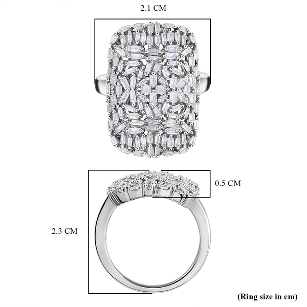 Firecracker Diamond Cluster Ring in Platinum Overlay Sterling Silver 1.00 Ct.