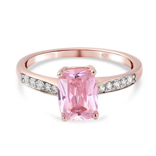 ELANZA Simulated Pink Diamond and Simulated White Diamond Ring in Rose Gold Overlay Sterling Silver 