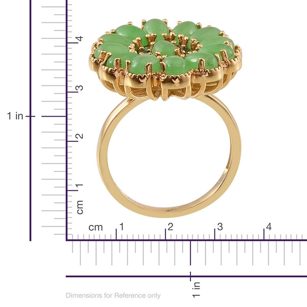 Green Jade (Ovl), Kagem Zambian Emerald Floral Ring in 14K Gold Overlay Sterling Silver 8.000 Ct.