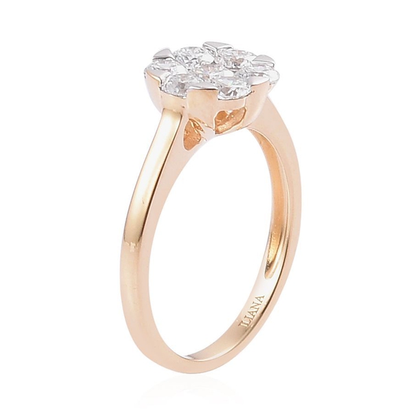ILIANA 18K Y Gold IGI Certified Diamond (Rnd) (SI/ F-G) 7 Stone Ring 1.000 Ct.