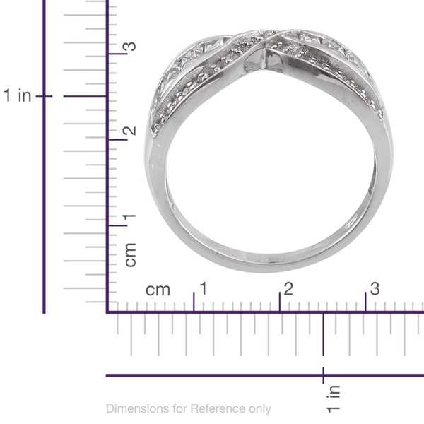 Lustro Stella - Platinum Overlay Sterling Silver (Bgt) Ring Made with Finest CZ, Silver wt 5.59 Gms.