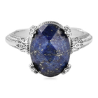Lapis Lazuli and White Austrian Crystal Ring (Size O) in Stainless Steel 6.31 Ct.