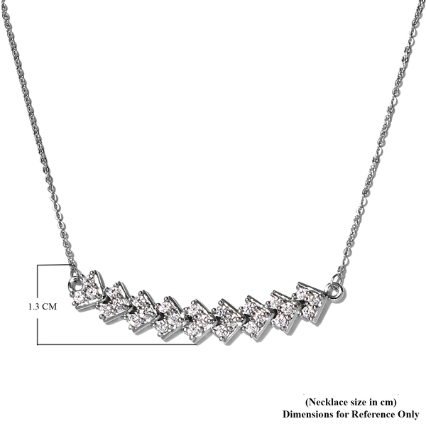 Lustro Stella Platinum Overlay Sterling Silver Necklace (Size 18) with Lobster Clasp Made with Finest CZ 1.14 Ct.