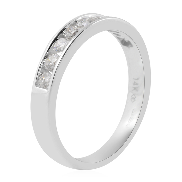 NY Close Out Deal 14K White Gold Diamond (Rnd) (I2-I3/G-H) Half Eternity Band Ring 0.50 Ct.