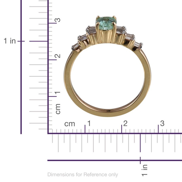 ILIANA 18K Y Gold Rare Mozambique Paraiba Tourmaline (Ovl 0.95 Ct), Diamond Ring 1.250 Ct.