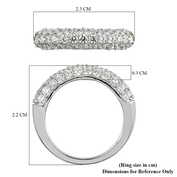 Lustro Stella Platinum Overlay Sterling Silver Half Eternity Ring Made with Finest CZ 1.96 Ct.