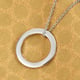 Platinum Overlay Sterling Silver Circle Pendant with Chain (Size 20)