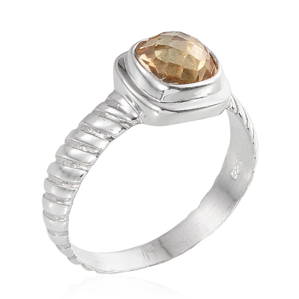 Citrine (Cush) Solitaire Ring in Sterling Silver 1.870 Ct.