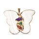 White Shell Pearl and Multi Colour Drusy Quartz Butterfly Pendant with Chain (Size 24 with 2 inch Ex