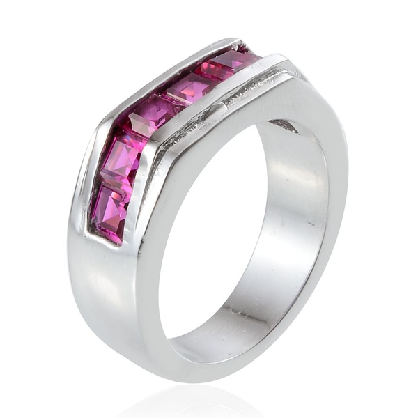 Simulated Ruby (Sqr) Ring in ION Plated Stainless Steel 2.500 Ct.