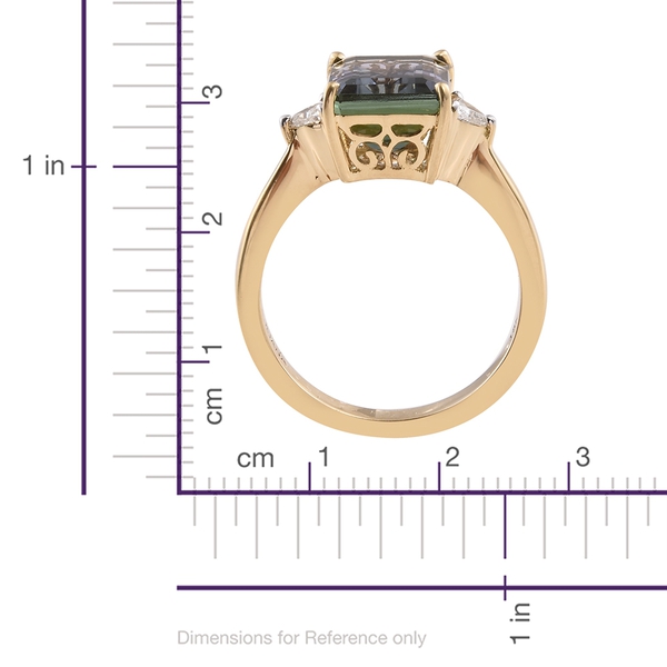 ILIANA 18K Yellow Gold AAA Peacock Tanzanite Ring (Oct 4.71 Ct), Diamond (SI-G-H) Ring 4.900 Ct.