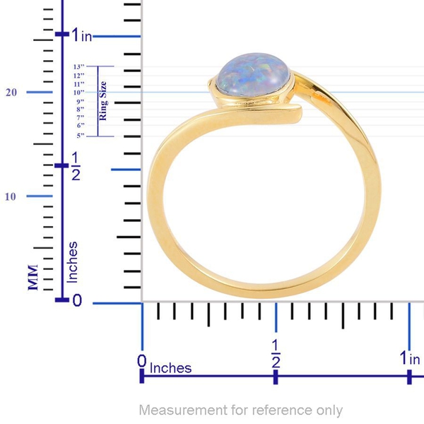 Boulder Opal (Ovl) Solitaire Ring in Yellow Gold Overlay Sterling Silver 1.000 Ct.