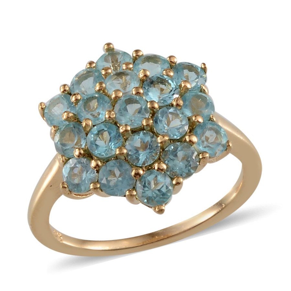 Paraibe Apatite (Rnd) Cluster Ring in 14K Gold Overlay Sterling Silver 2.000 Ct.