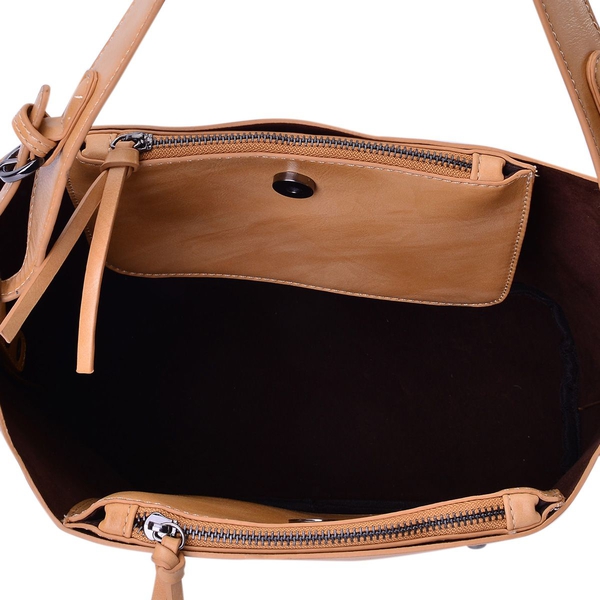 Sienna Light Tan Bucket Bag with Adjustable Shoulder Strap (Size 30x30x14 Cm)