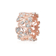 Diamond Leaf Ring in Vermeil Rose Gold Overlay Sterling Silver