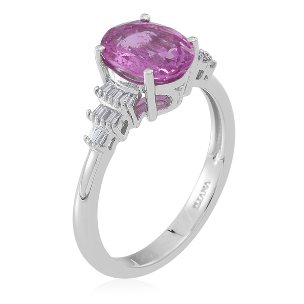 ILIANA 18K W Gold AAAA Pink Sapphire (Ovl 2.10 Ct), Diamond (SI-G-H) Ring 2.250 Ct.