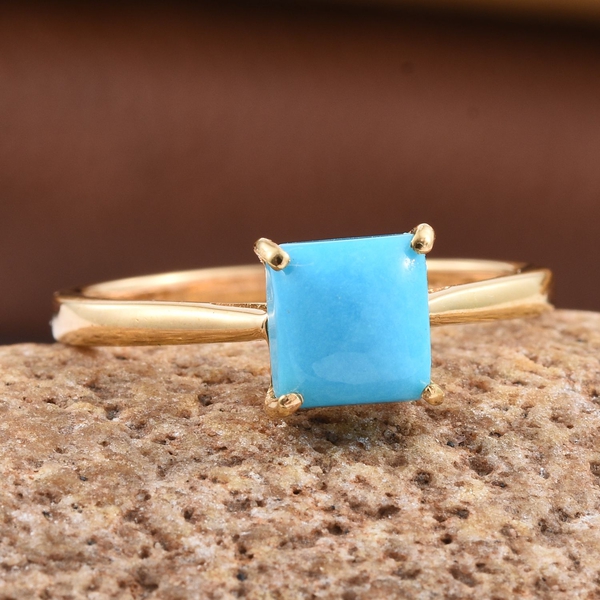 Arizona Sleeping Beauty Turquoise (Sqr) Solitaire Ring in 14K Gold Overlay Sterling Silver 1.000 Ct.