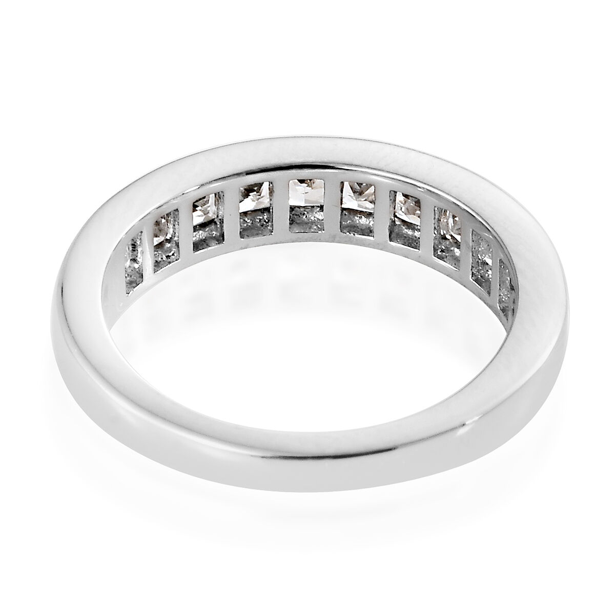 RHAPSODY 950 Platinum AAAA White Sapphire (Sqr)  Half Eternity Ring 1.000 Ct.