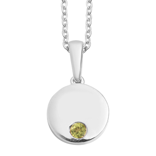 2 Piece Set - Peridot Cable Chain CL-35 and Pendant Sterling Silver 0.10 ct 0.100 Ct.