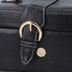 3 Layer Lizard Skin Pattern Jewellery Box with Inside Mirror and Button Lock (Size 22x16x14cm) - Black