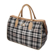 Checkered Pattern Middle Travel Bag in Shoulder Strap with Zipper Closure (Size:46x33x20Cm) - Black & Light Brown