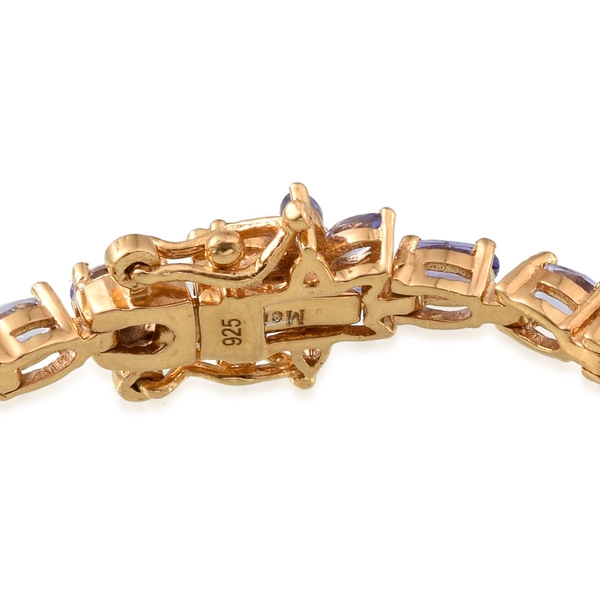 Tanzanite (Ovl), Diamond Bracelet (Size 7.5) in 14K Gold Overlay Sterling Silver 9.005 Ct.