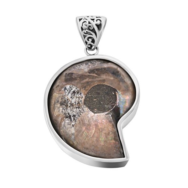 Royal Bali Collection - Ammonite, Abalone Shell, Mother of Pearl and Sponge Coral Pendant in Sterling Silver